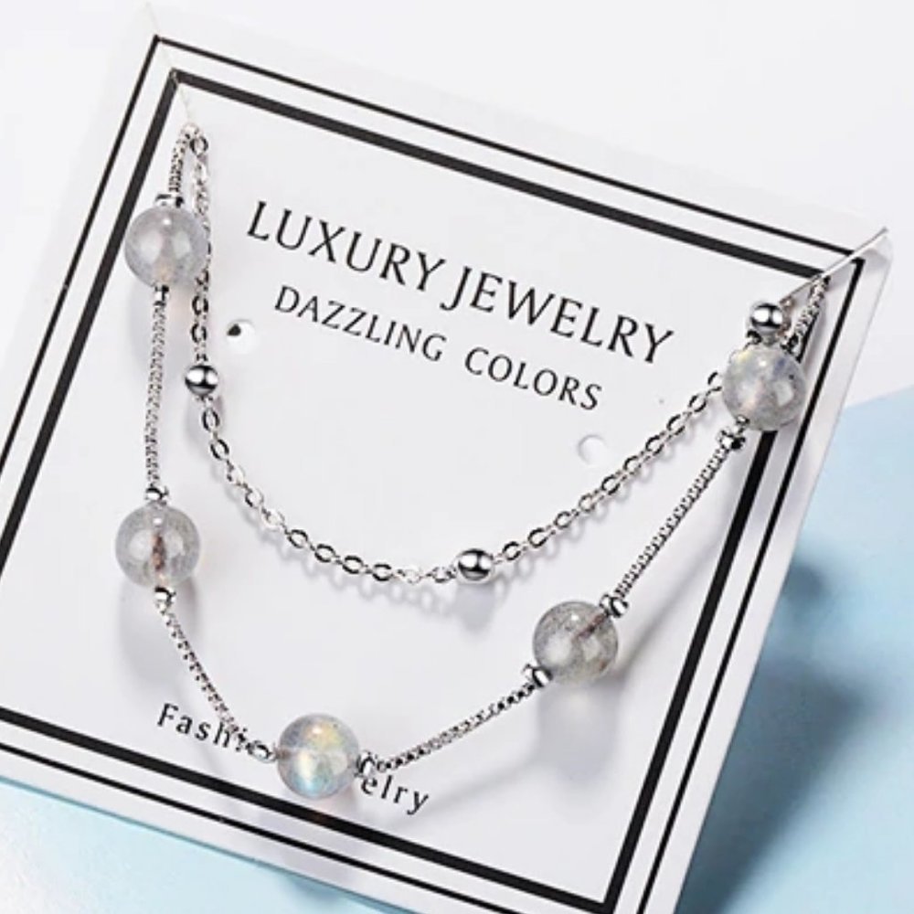 NEW 925 Sterling Silver Layered Moonstone Bracelet - Picture 2 of 11